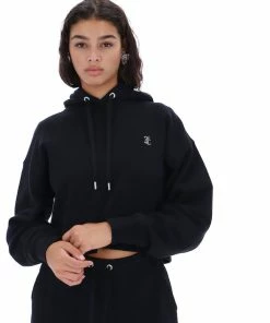 JUICY COUTURE BLACK DIAMANTE BOYFRIEND CROPPED HOODIE TRACKSUITS