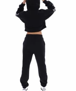 JUICY COUTURE BLACK BOYFRIEND RODEO GRAPHIC CROPPED HOODIE TRACKSUITS