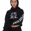 JUICY COUTURE BLACK BOYFRIEND RODEO GRAPHIC CROPPED HOODIE TRACKSUITS