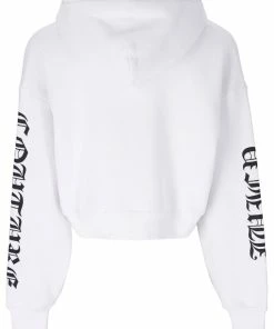 JUICY COUTURE WHITE BOYFRIEND RODEO GRAPHIC CROPPED HOODIE TRACKSUITS