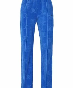 JUICY COUTURE TRACKSUITS PRINCESS BLUE MONOGRAM VELOUR TRACKSUIT BOTTOMS