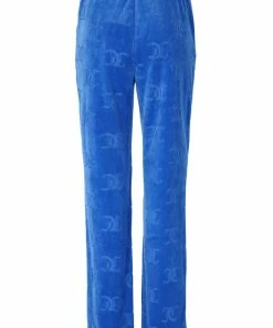 JUICY COUTURE TRACKSUITS PRINCESS BLUE MONOGRAM VELOUR TRACKSUIT BOTTOMS