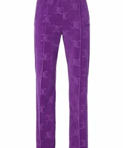 JUICY COUTURE TRACKSUITS PURPLE MONOGRAM VELOUR TRACKSUIT BOTTOMS