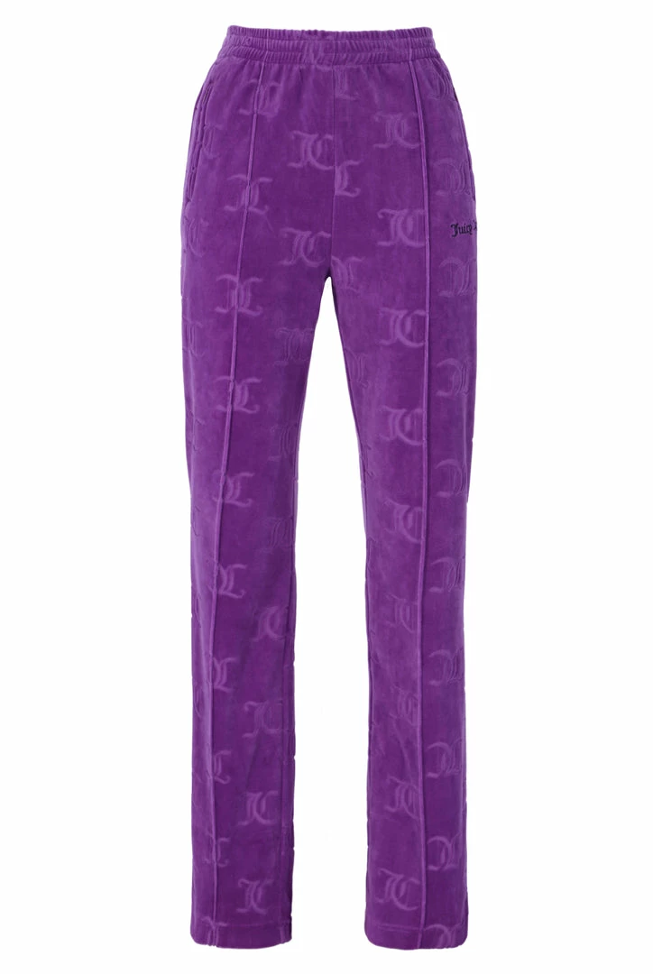 JUICY COUTURE TRACKSUITS PURPLE MONOGRAM VELOUR TRACKSUIT BOTTOMS