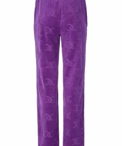 JUICY COUTURE TRACKSUITS PURPLE MONOGRAM VELOUR TRACKSUIT BOTTOMS