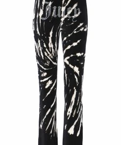 JUICY COUTURE TRACKSUITS BLACK TIE DYE LUXE VELOUR DIAMANTE TRACKSUIT BOTTOM