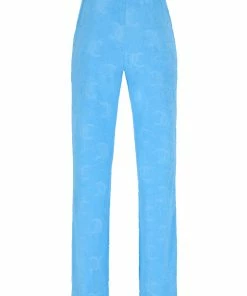 JUICY COUTURE SPRING SUMMER'22 COLLECTION AQUA MONOGRAM RECYCLED TOWELLING TRACK PANTS