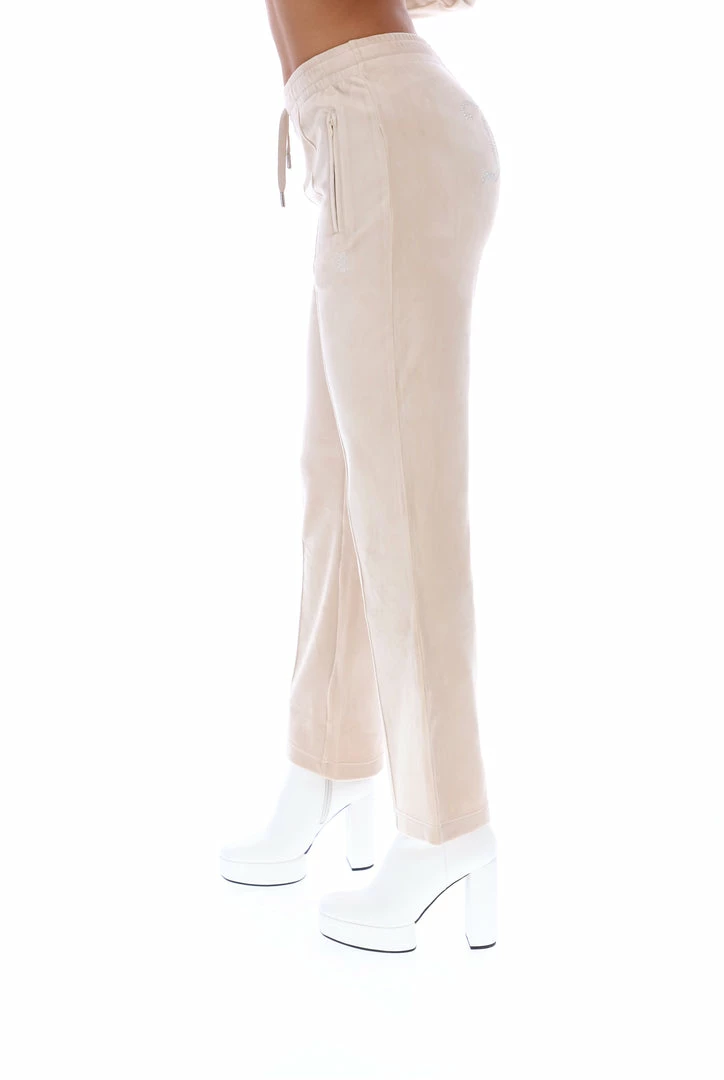 JUICY COUTURE SPRING SUMMER '22 COLLECTION BRAZILIAN SAND VELOUR DIAMANTE TRACKSUIT BOTTOM