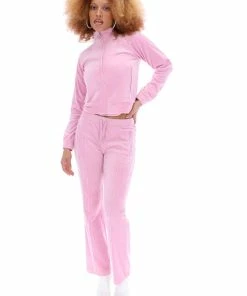 JUICY COUTURE SPRING SUMMER '22 COLLECTION PINK PETAL VELOUR DIAMANTE TRACKTOP