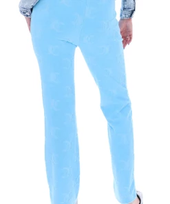 JUICY COUTURE SPRING SUMMER'22 COLLECTION AQUA MONOGRAM RECYCLED TOWELLING TRACK PANTS
