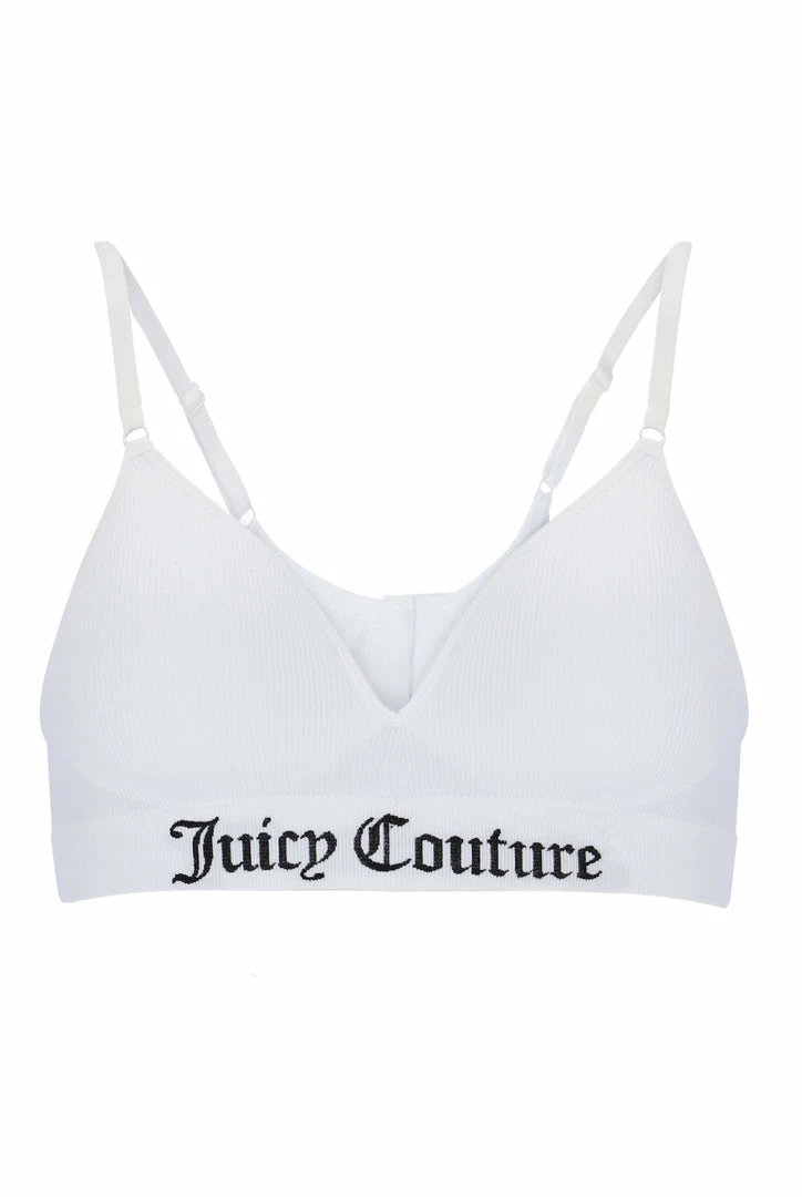 JUICY COUTURE LINGERIE & NIGHTWEAR WHITE SEAMLESS RIBBED BRA