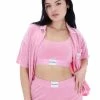 JUICY COUTURE PINK PETAL RIB LOUNGE VELOUR SHORTS