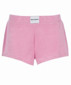 JUICY COUTURE PINK PETAL RIB LOUNGE VELOUR SHORTS