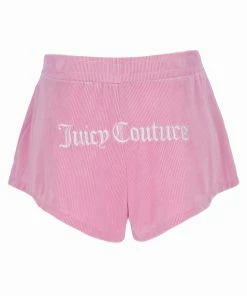 JUICY COUTURE PINK PETAL RIB LOUNGE VELOUR SHORTS