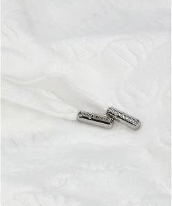 JUICY COUTURE WHITE MONOGRAM JACQUARD TERRY TOWELLING HOODED DRESS DRESSES