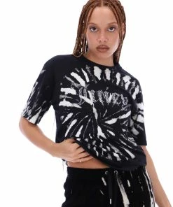 JUICY COUTURE BLACK UNISEX TIE DYE T-SHIRT TOPS