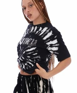 JUICY COUTURE BLACK UNISEX TIE DYE T-SHIRT TOPS