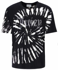 JUICY COUTURE BLACK UNISEX TIE DYE T-SHIRT TOPS