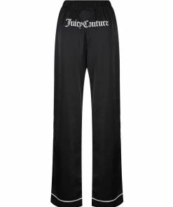 JUICY COUTURE BLACK SATIN PYJAMA TROUSERS BOTTOMS