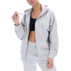 JUICY COUTURE SPRING SUMMER '22 COLLECTION SILVER MARL GRAPHIC FLEECE BOYFRIEND ZIP HOODIE