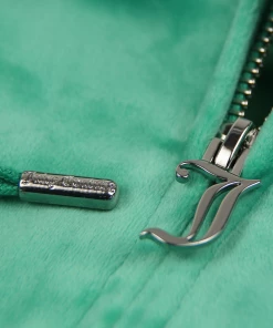 JUICY COUTURE SPRING SUMMER'22 COLLECTION GUMDROP GREEN CLASSIC VELOUR ROBERTSON HOODIE