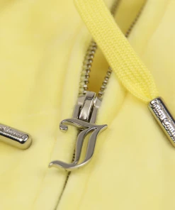 JUICY COUTURE SPRING SUMMER'22 COLLECTION YELLOW PEAR CLASSIC VELOUR ROBERTSON HOODIE