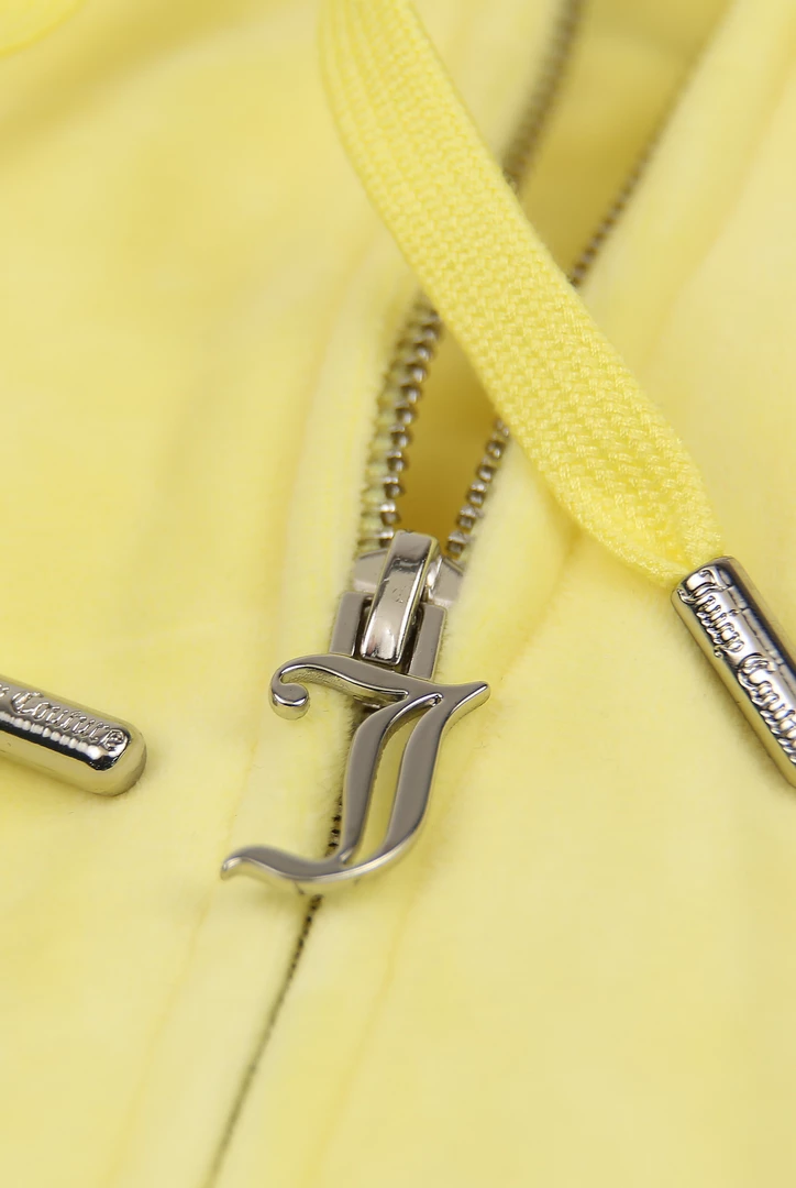 JUICY COUTURE SPRING SUMMER '22 COLLECTION YELLOW PEAR CLASSIC VELOUR ROBERTSON HOODIE