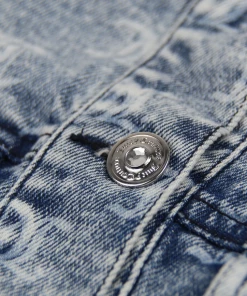 JUICY COUTURE INDIGO MONOGRAM ACID WASH DENIM JACKET