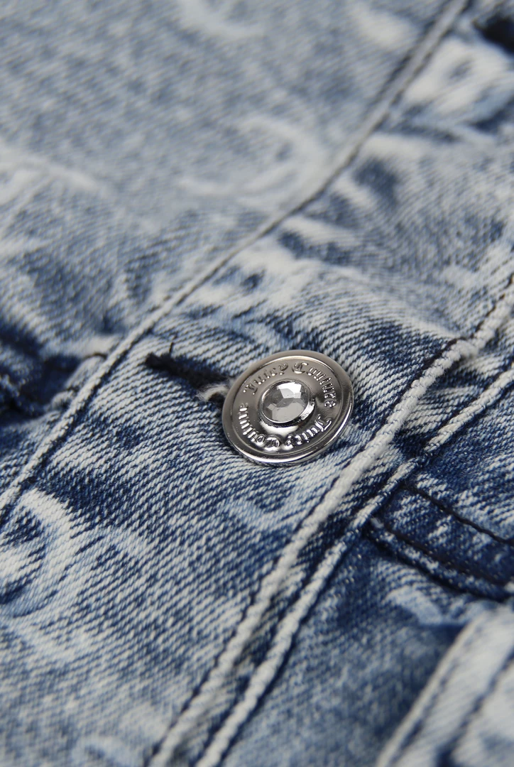 JUICY COUTURE INDIGO MONOGRAM ACID WASH DENIM JACKET