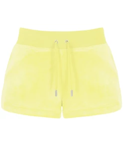 JUICY COUTURE YELLOW PEAR CLASSIC VELOUR TRACK SHORT SPRING SUMMER '22 COLLECTION