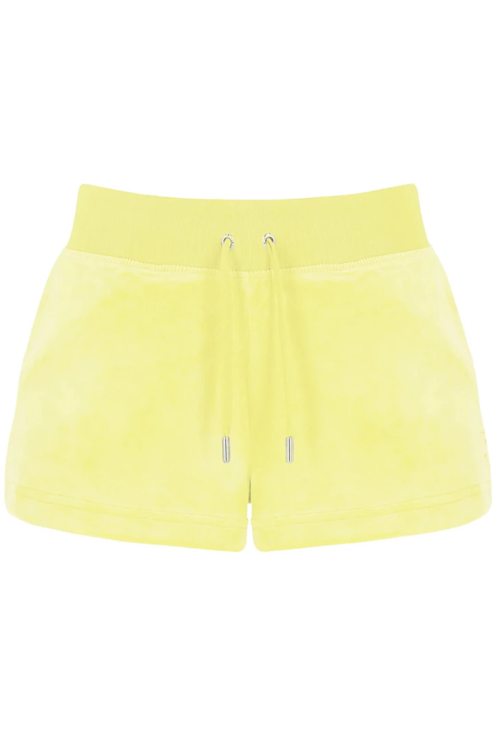 JUICY COUTURE YELLOW PEAR CLASSIC VELOUR TRACK SHORT SPRING SUMMER '22 COLLECTION
