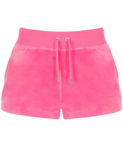 JUICY COUTURE FLURO PINK CLASSIC VELOUR TRACK SHORT