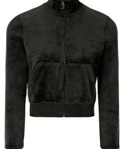 JUICY COUTURE BLACK CLASSIC VELOUR TRACK TOP TRACKSUITS