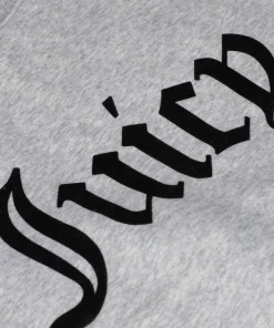 JUICY COUTURE TRACKSUITS SILVER MARL FLOCKED CREW NECK SWEATSHIRT