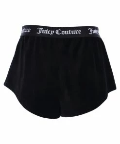 JUICY COUTURE BLACK RIBBED VELOUR LOUNGE FLARED SHORTS BOTTOMS