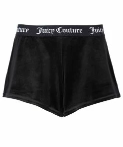 JUICY COUTURE BOTTOMS BLACK VELVET LOUNGE FLARED SHORTS