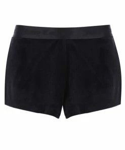 JUICY COUTURE BOTTOMS BLACK RIBBED VELOUR FLARED SHORTS