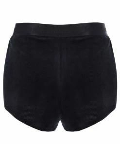 JUICY COUTURE BOTTOMS BLACK RIBBED VELOUR FLARED SHORTS