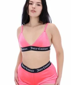 JUICY COUTURE FLURO PINK VELVET LOUNGE TRIANGLE BRA