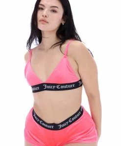 JUICY COUTURE FLURO PINK VELVET LOUNGE TRIANGLE BRA