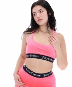 JUICY COUTURE SPRING SUMMER '22 COLLECTION FLURO PINK VELVET LOUNGE RACER BRA