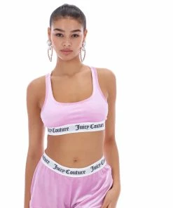 JUICY COUTURE LINGERIE & NIGHTWEAR ORCHID PINK VELVET LOUNGE RACER BRA