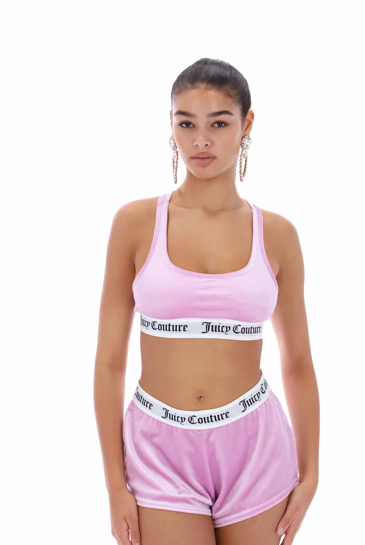 JUICY COUTURE LOUNGEWEAR ORCHID PINK VELVET LOUNGE FLARED SHORTS