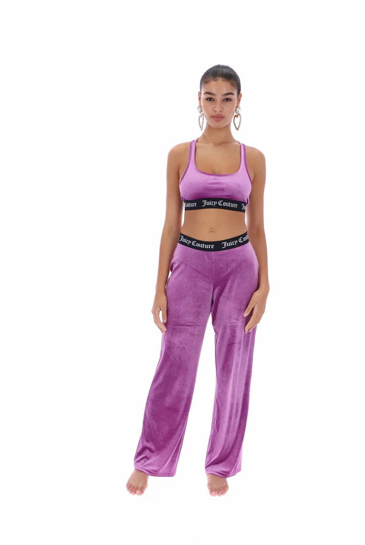 JUICY COUTURE LINGERIE & NIGHTWEAR PURPLE VELVET LOUNGE RACER BRA