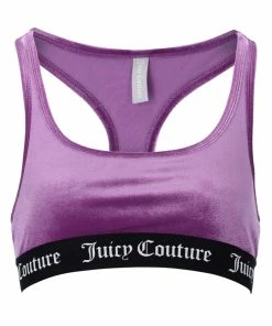 JUICY COUTURE LINGERIE & NIGHTWEAR PURPLE VELVET LOUNGE RACER BRA