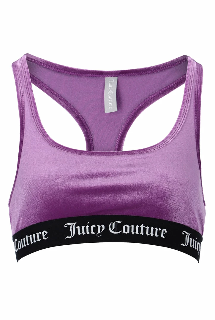 JUICY COUTURE LINGERIE & NIGHTWEAR PURPLE VELVET LOUNGE RACER BRA