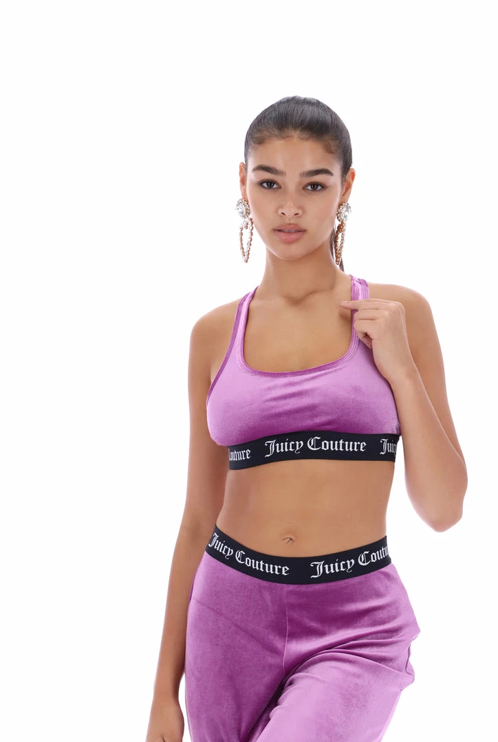 JUICY COUTURE LINGERIE & NIGHTWEAR PURPLE VELVET LOUNGE RACER BRA