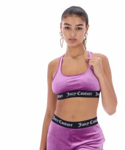 JUICY COUTURE PURPLE VELVET LOUNGE WIDE LEG BOTTOMS