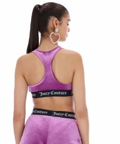 JUICY COUTURE LINGERIE & NIGHTWEAR PURPLE VELVET LOUNGE RACER BRA