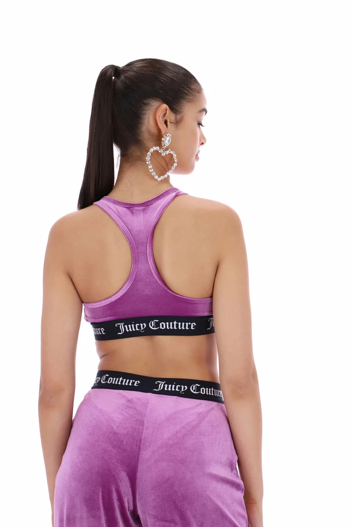 JUICY COUTURE LINGERIE & NIGHTWEAR PURPLE VELVET LOUNGE RACER BRA